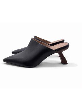 Sam Edelman Skya Mule Black Leather Pointed Toe Heels Women 8.5 New